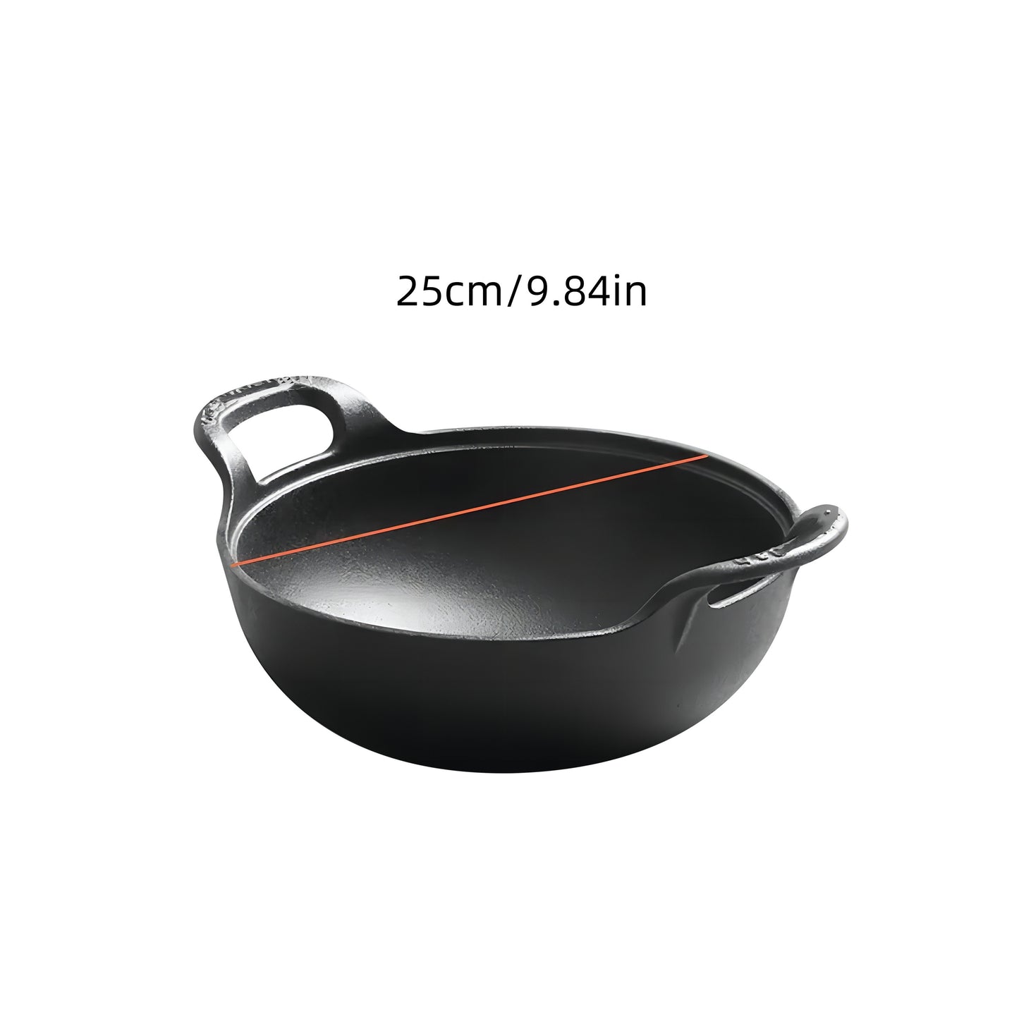 5 Sizes Cast Iron Wok, 7.87/ 9.84/ 10.62/ 11.81/ 12.59in Heavy-Duty Cast Iron Skillet, Traditional Uncoated Deep Stir-Fry Pan, Multi-functional Kitchen Cookware, Durable Cooking Pot with Dual Handles, Grilling Steaks & Baking, Ideal for Home, Outdoor