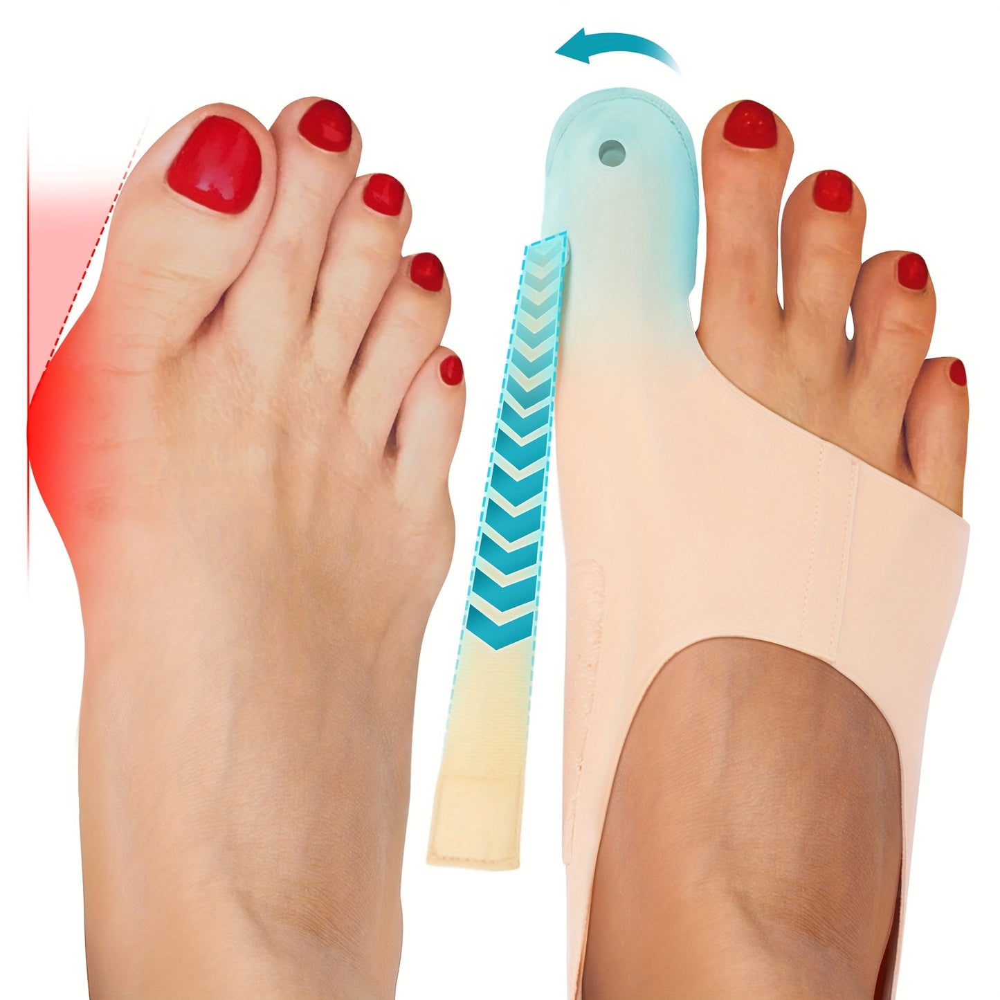 1Pair Corrector Socks, Big Toe Straightener for Day/Night, Adjustable & Breathable Sleeve In Shoe, Bunions Correction