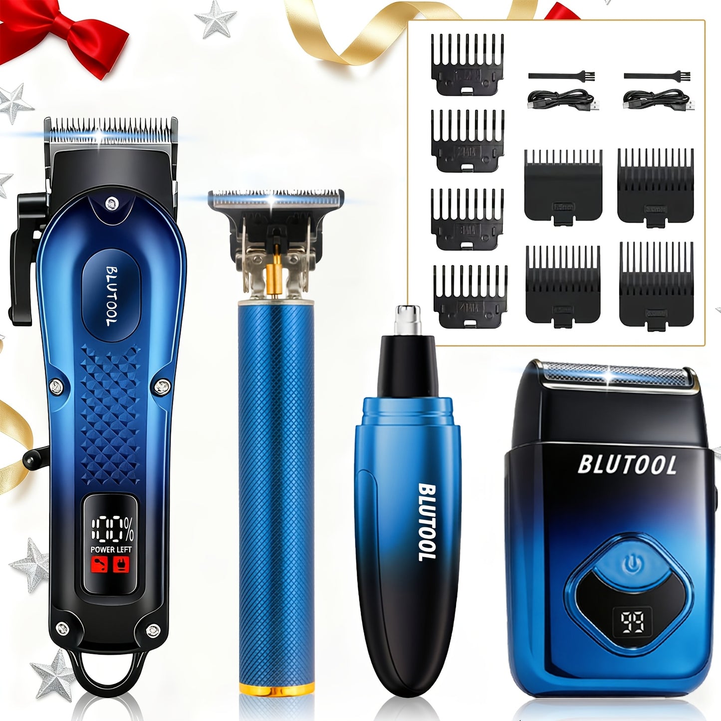 Men's Hair Clipper, Professional Electric Hair Trimmer, Beard Trimmer and Rechargeable Shaver Set, LED Display, Men's Grooming Tool Kit, Suitable for Daily Grooming and As A Gift for Men.