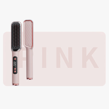[US Standard]Hair Straightening Brush, 30-60 Seconds Fast Heating & 3 Temperature Adjustable, Wide-spaced Teeth& Smooth Glide Teeth, Tangle-free, Anti-winding, Anti-Damage Styling Tool/Holiday Gift/Birthday Gift The Perfect Mother's Day Gift