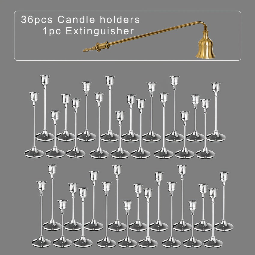 30pcs/48pcs Copper Plated Candlestick Holders, Retro Style Minimalist Dining Tables Center Decoration, Suitable for Celebrations, Birthdays, Weddings And Christmas, Parties, Dining Tables, Fireplace Decoration Candle Holders
