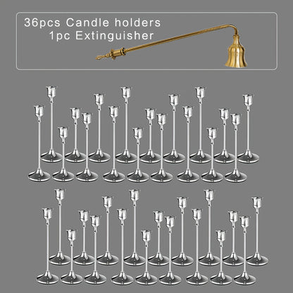 30pcs/48pcs Copper Plated Candlestick Holders, Retro Style Minimalist Dining Tables Center Decoration, Suitable for Celebrations, Birthdays, Weddings And Christmas, Parties, Dining Tables, Fireplace Decoration Candle Holders