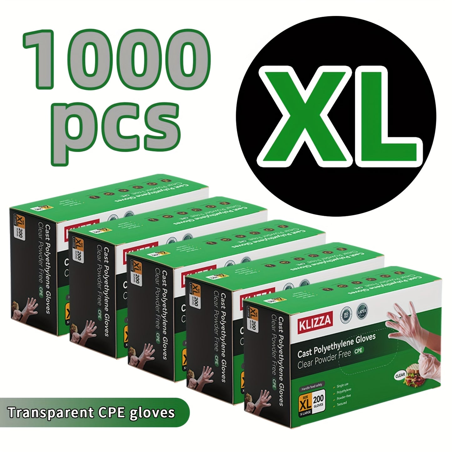 200/1000pcs Clear Poly Gloves, 3.5Mil Disposable Gloves, Oil Resistant, BPA And Free, Food Gloves for Cooking, Food Handling, Cleaning Use (S/M/L/XL)