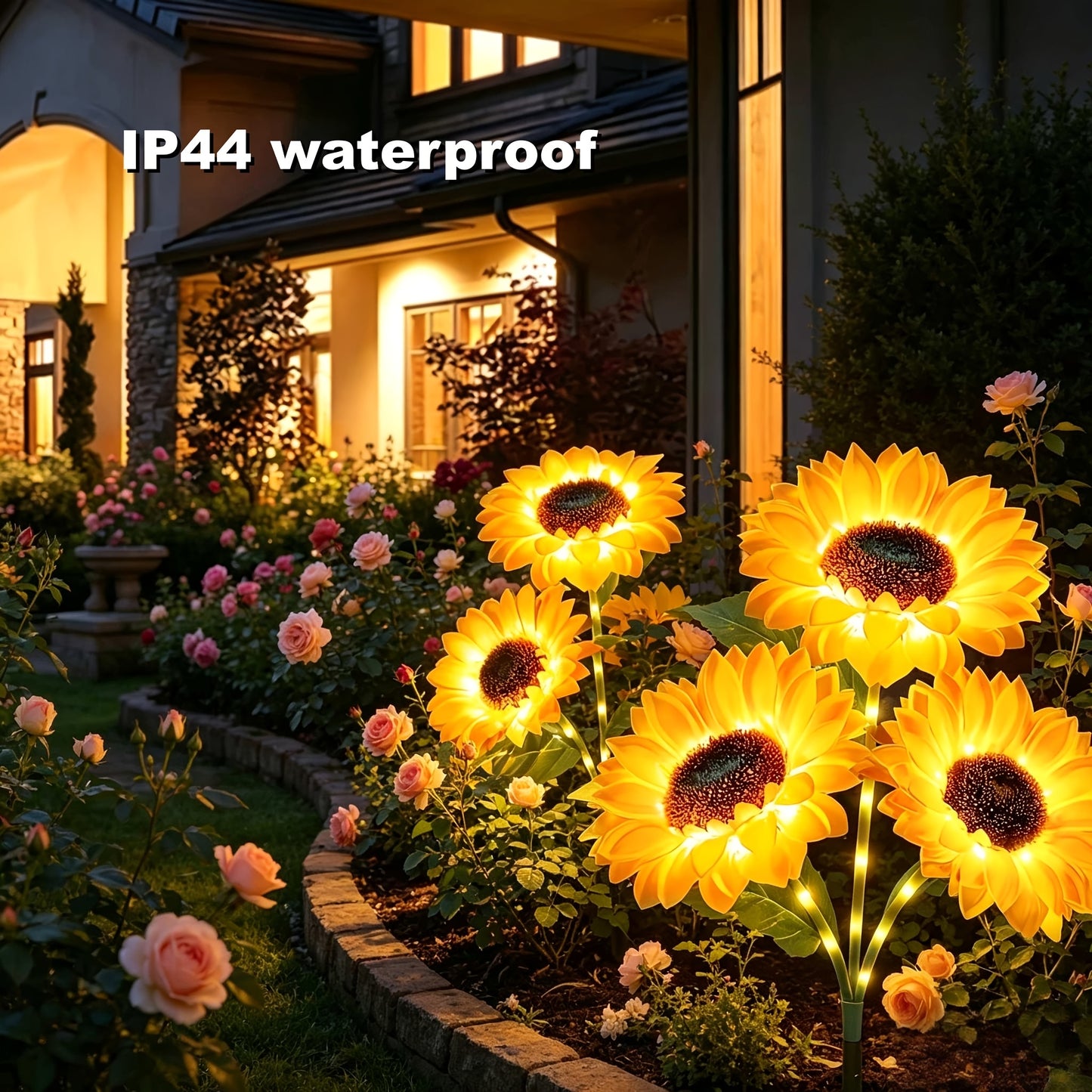 4/8 Solar-Powered 3-in-1 Sunflower LED Garden Light, Home Garden Ambient Light, Yellow Flower Decoration, IP44Waterproof, Lawn Path Landscape Light, Suitable For Patio, Terrace, And Path Lighting Decoration, Mother'S Day And Housewarming Garden Gift