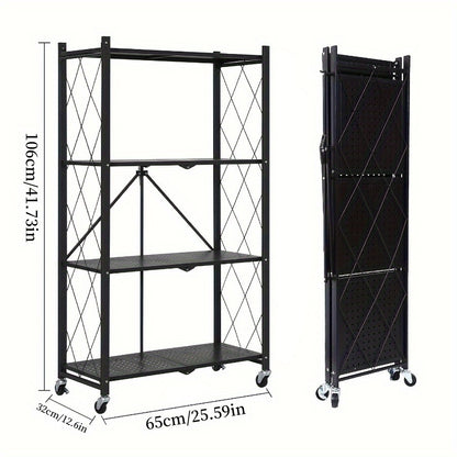 3/4/5-Tier Office Storage Rack, with Wheeled Multi-Layer Storage Shelves, Mobile Floor-Standing Multifunctional Miscellaneous Storage Rack, Foldable File Rack, Storage Supplies, Standing Shelf, Standing Shelf