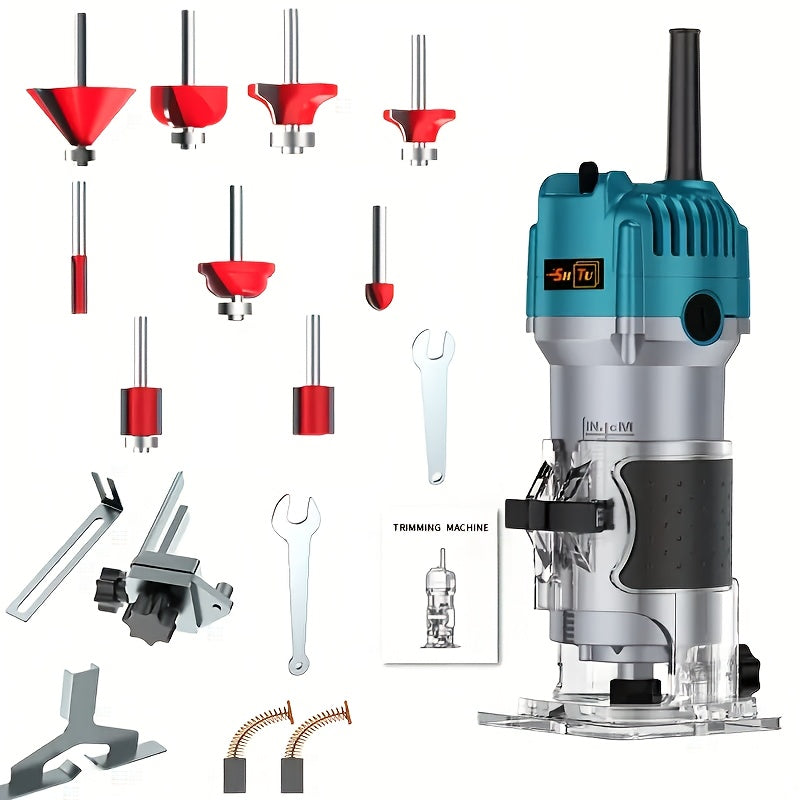 Compact 800W Wood Router - Router for Woodworking with 35000RPM, Edge Guide, And Roller Guide for Precise Trimming And Profiling