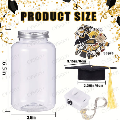 8pcs Lighted Graduation Jars, 2026 Graduation Gifts With Graduation Jars, Graduation Stickers, Graduation Party Decorations, Suitable For Graduation Gifts