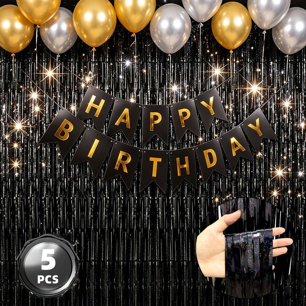 Foil Tinsel Fringe Streamers- 4 Pack 3.28x8.2 Feet Metallic Photo Backdrop For Birthday Party Decorations, Engagement, Bachelorette, Wedding, Family Gathering, Halloween, Christmas & Holiday Celebrations, Party Photo Props
