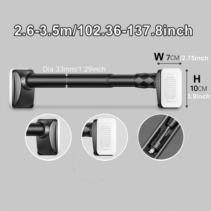 15.75inch - 196.85inch No Drilling Curtain Rail 33Mm Diameter Telescopic Shower Curtain Rod, Extendable Telescopic Rod, Long Adjustable Curtain Rod for Large Windows