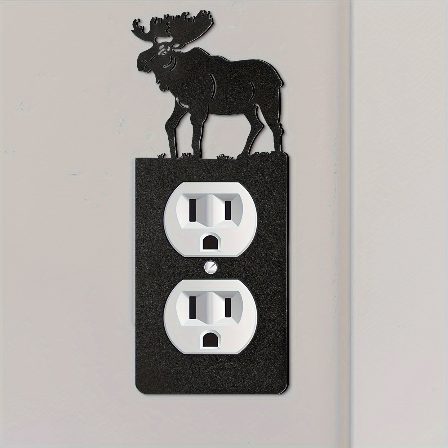 Light Switch Cover Plates 6 Pack Metal Bear Moose Trees Mountains Rustic Cabin Nature Theme Single Gang Wall Plate 2.75 x 6.69 Inch for Home Bedroom Living Room Cabin Lodge Decor