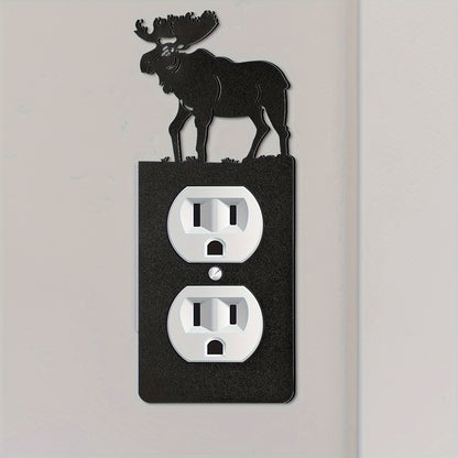 Light Switch Cover Plates 6 Pack Metal Bear Moose Trees Mountains Rustic Cabin Nature Theme Single Gang Wall Plate 2.75 x 6.69 Inch for Home Bedroom Living Room Cabin Lodge Decor