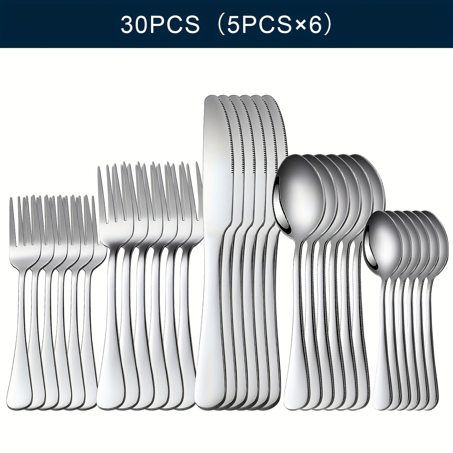 20/24/30/65pcs Stainless Steel Silverware Set, Flatware Set for Kitchen, Cutlery Set with Forks, Spoons, Knives, Serving Set, Modern Flatware Set Service for 4/4/6/12