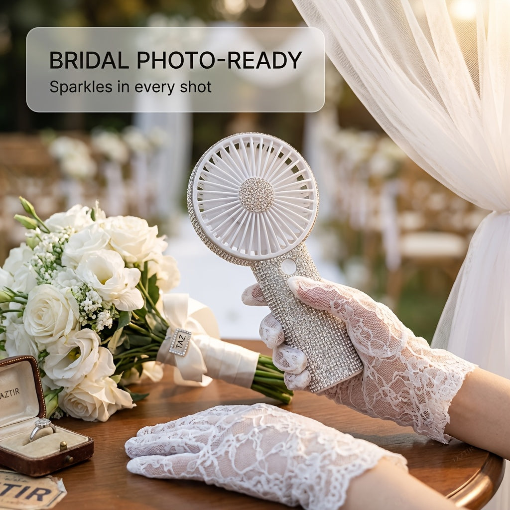 TAZTIR USB Rechargeable Mini Fan, Portable Diamond-style Handheld, Exquisite Battery Life, Suitable for Wedding, Outdoor, Desk, Travel, Valentine's Day Gift, Mother's Day Gift