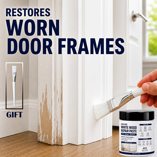WHITE TRIM REPAIR PASTE - White Wood Repair Filler for Door Frames, Window Frames, Baseboards And Cabinets - Covers Scratches, Chips And Peeling Paint with Smooth White End - Fast Drying Water-Based Formula for Furniture Touch-Up