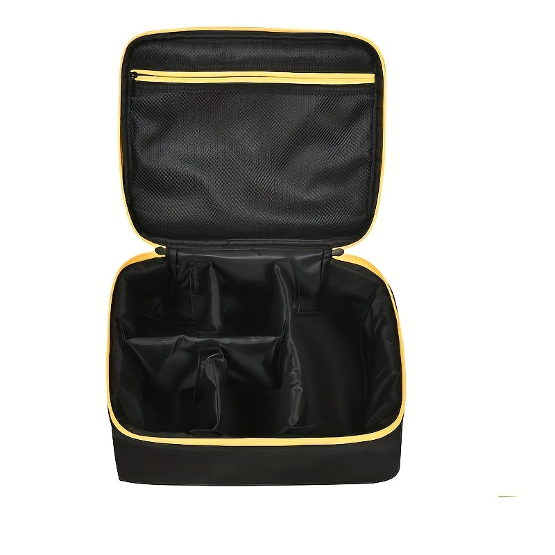 1pc Tool Bag for Dewalt Max XR (DCW600B) / XTR01Z Cordless Router - Durable Fabric Organizer with Mesh Pockets, Black And Yellow Trim, Includes Battery Holder And Charger Compartment, Tool Storage Bag, Cordless Drill Bit Storage, And Security