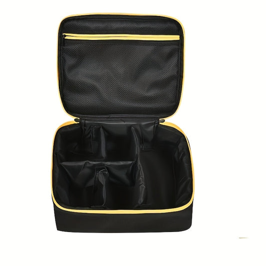 Tool Bag for Dewalt Cordless Router DCW600B XTR01Z - Heavy Duty Fabric Organizer with Mesh Pockets, Battery Holder, Charger Compartment, Drill Bit Storage, Black Yellow Trim
