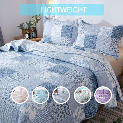 2/3pcs Light Floral Quilt Set, Cute Print All Season Lightweight Bedspread Coverlet Sets - Hypoallergenic and Breathable for Home, Bedroom, Guest Room, Camper, Cabin, RV, College Dorm - Shabby Chic