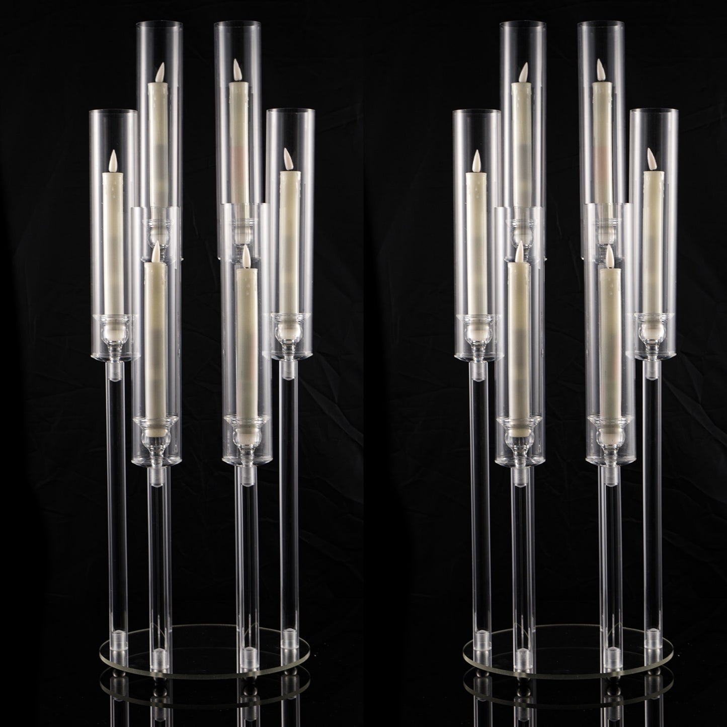 2/4/10/12/20pcs Christmas Acrylic Candleholders For Wedding Bulk, 26.8in Clear Candelabra 6 Arm Candlestick Candle Holder Acrylic For Home Decoration, Party Table Center, Valentine's Day, Anniversary