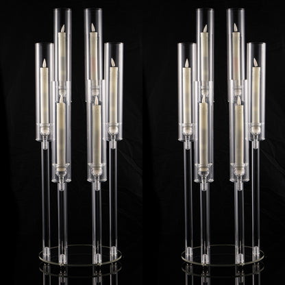 2/4/10/12/20pcs Christmas Acrylic Candleholders For Wedding Bulk, 26.8in Clear Candelabra 6 Arm Candlestick Candle Holder Acrylic For Home Decoration, Party Table Center, Valentine's Day, Anniversary