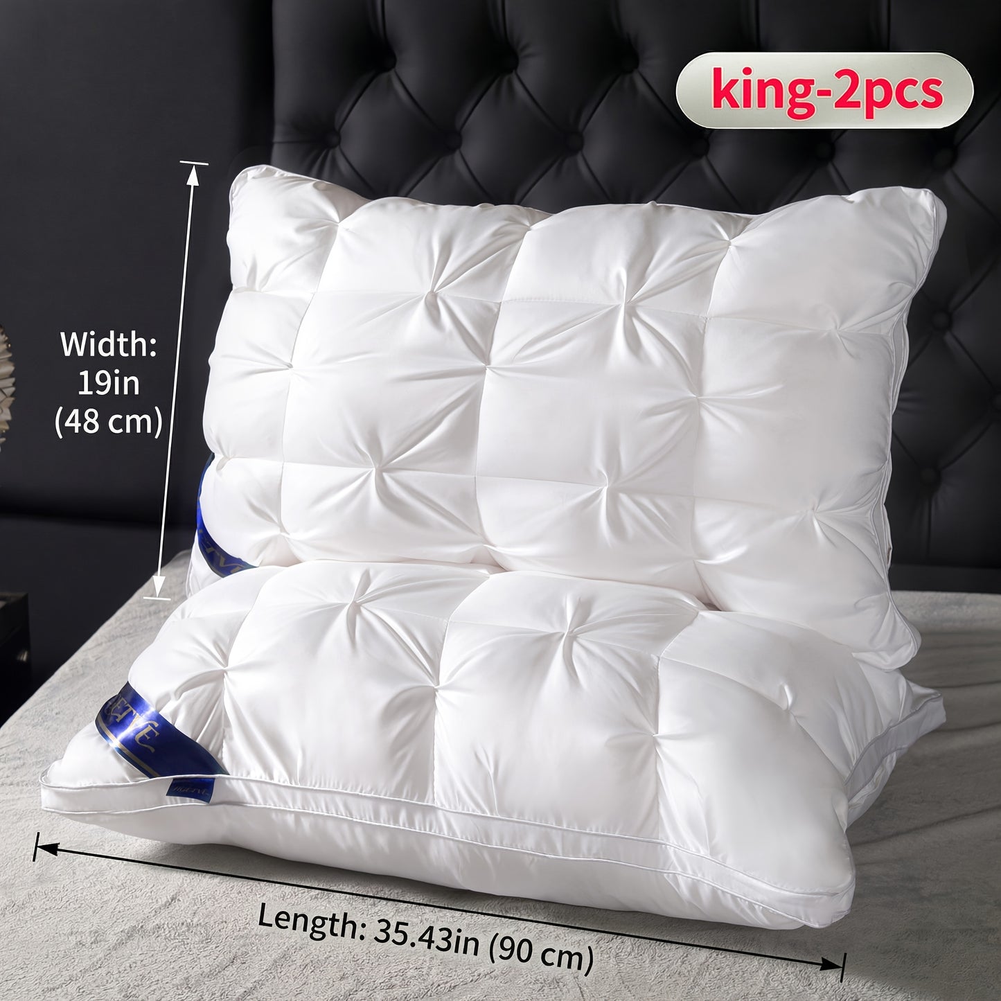 Pillows 2 Pack Queen King Size – Luxury Hotel Quality Deep Sleep Neck Support Pillow High Fluffiness Soft Breathable Fabric All Season Bed Pillow Set
