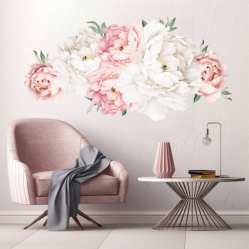 1pc European Peony Flower Waterproof Sticker, Anti-collision Glass Multifunctional Home Decoration Sticker, 17. 7in * 47. 2in
