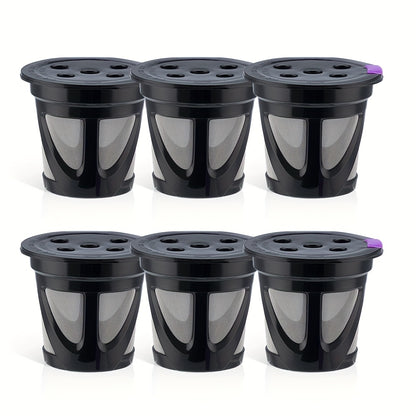 Reusable K-Cup Coffee Pods Set of 6 – Refillable Coffee Filters Compatible with Keurig K-Supreme & K-Supreme Plus, Use Your Own Ground Coffee, Eco-Friendly & BPA-Free – Black, Purple, Mixed