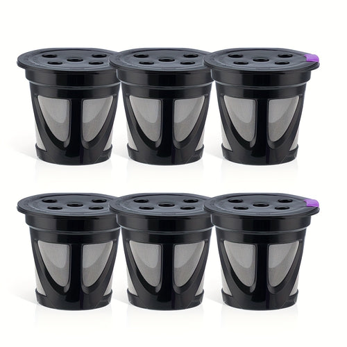 Reusable K-Cup Coffee Pods Set of 6 – Refillable Coffee Filters Compatible with Keurig K-Supreme & K-Supreme Plus, Use Your Own Ground Coffee, Eco-Friendly & BPA-Free – Black, Purple, Mixed