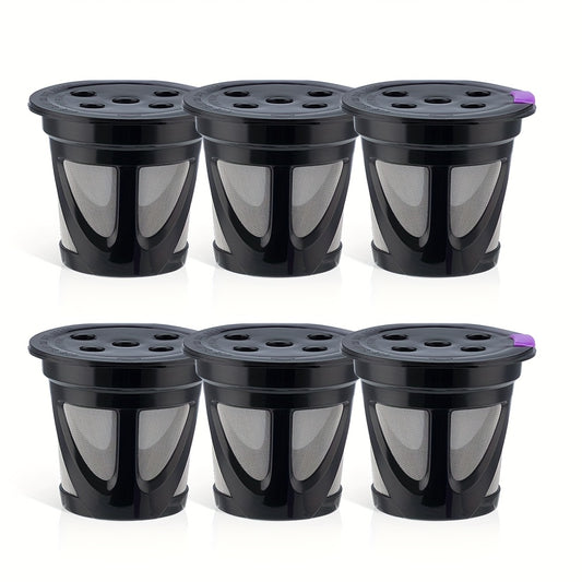 Reusable K-Cup Coffee Pods Set of 6 – Refillable Coffee Filters Compatible with Keurig K-Supreme & K-Supreme Plus, Use Your Own Ground Coffee, Eco-Friendly & BPA-Free – Black, Purple, Mixed