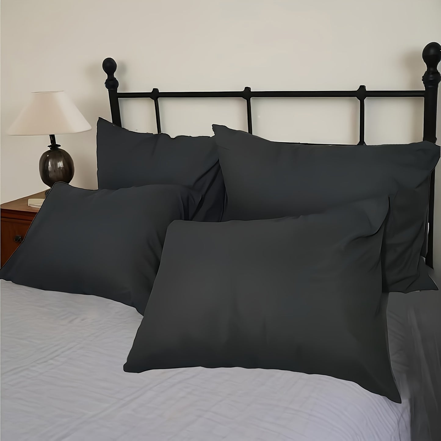 4pcs Softtouch Microfiber Pillowcases - 90Gsm Brushed Wrinkle & Envelope Closure Pillow Covers, Polyester, Multi-Color Options for All Bed Sizes, 1000Tc