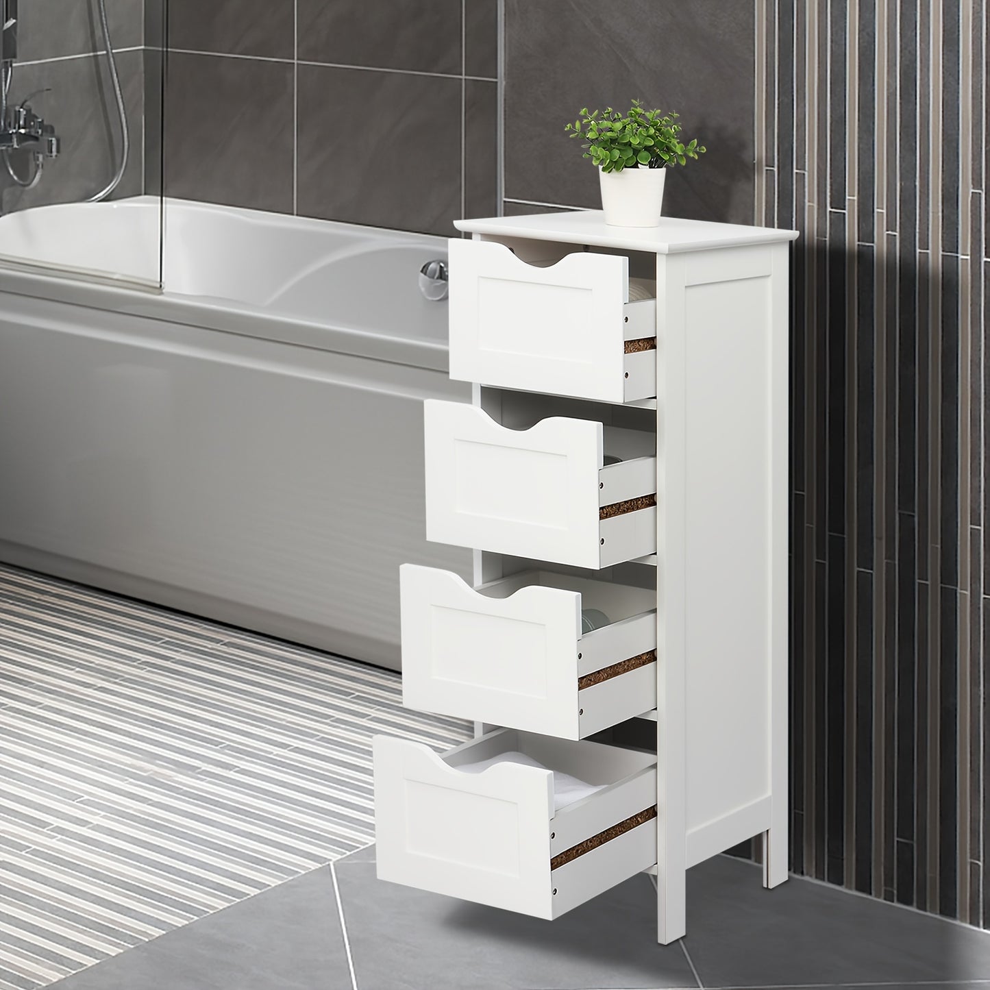 Single Door Bathroom Storage Cabinet with 4 Drawers White, Storage Drawer Units