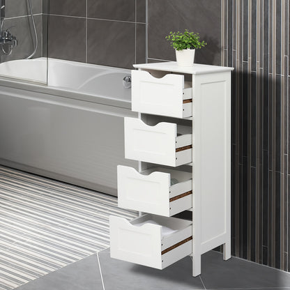 Single Door Bathroom Storage Cabinet with 4 Drawers White, Storage Drawer Units