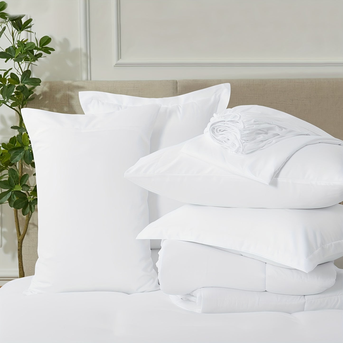 7pcs Comforter Set-Luxury Soft Fluffy Bedding With 1 Comforter, 1 Fitted Sheet, 1 Flat Sheet, And 4 Pillowcases & Pillow Cover-All Season Quilte Set Queen, Hypoallergenic, Breathable, Easy Care, Valentine'S Day Bed In A Bag, Gifts For Her