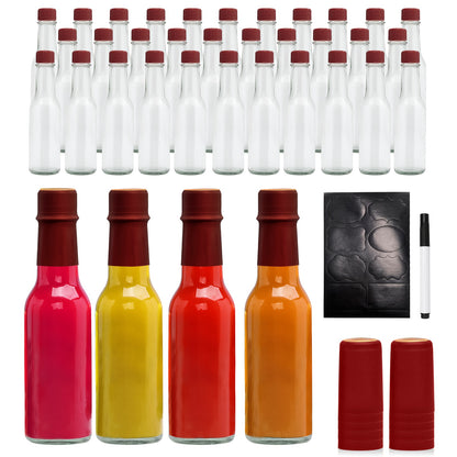 12/16/24/36pcs with Lid 5oz Hot Sauce Bottle, Blueberry Sauce, Sealed Inner Cover, Salad Dressing Bottle, Tomato Sauce Bottle, Fruit Vinegar Bottle, for Kitchen Organizers And Storage.Local Warehous