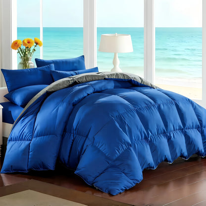 Comforter Set 7-Piece Bed in a Bag Queen King Full Soft Microfiber Down Alternative Comforter Fitted Sheet Flat Sheet Pillow Shams Pillowcases All Season Bedding Set 34 Colors