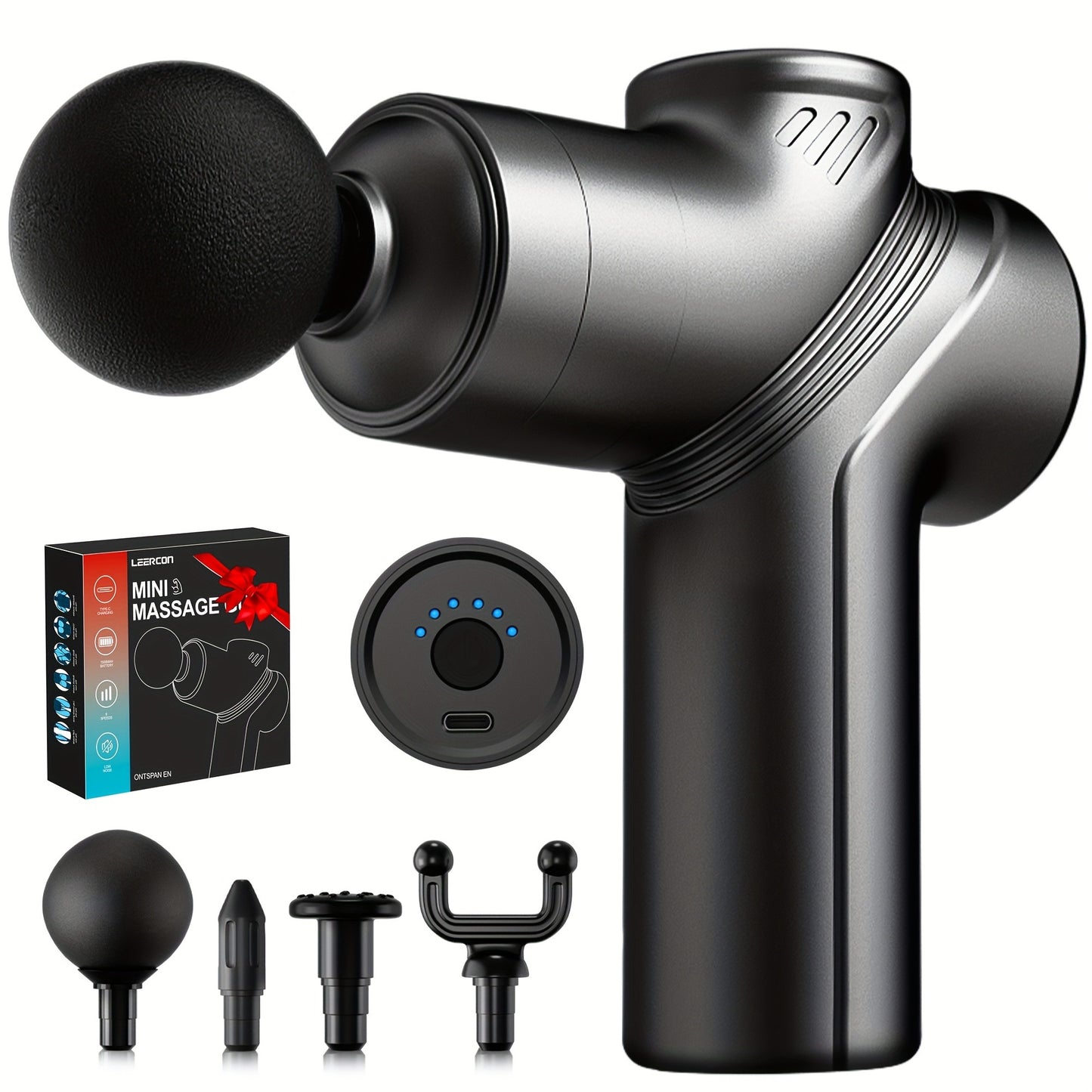 Massage Gun Deep Tissue Percussion Massager – Portable Handheld Electric Body Massager with 4/8 Heads & 6 Speed Settings for Muscle Relaxation & Post-Workout Recovery