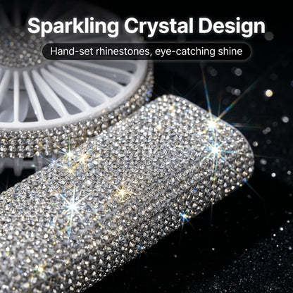 TAZTIR Rhinestone Handheld Fan, Mini Personal Fan with Crystal Diamonds, Sparkling And USB Rechargeable, Battery Operated, 3 Speed Settings, Ideal for Girls And Women for Outdoor, Weddings, Travel, Indoor, And Office Use