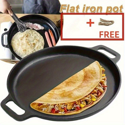 Cast Iron Non-stick Frying Pan, Uniform Heat Distribution, Durable & Anti-deformation, Rust-proof, Oven-safe, Compatible with Induction And Gas Stoves, Perfect for Pizza, Barbecue, Camping, Weddings, Father's Day Gifts