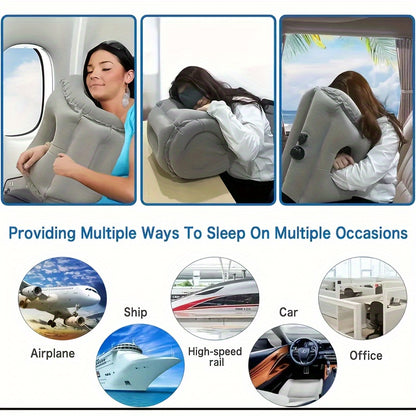 Inflatable Travel Pillow - Bedding, Portable Head Neck Rest for Airplanes, Cars, Buses, Trains, Office Napping, Camping - Ergonomic Design, Compact, Lightweight, And Soft for Ultimate Comfort