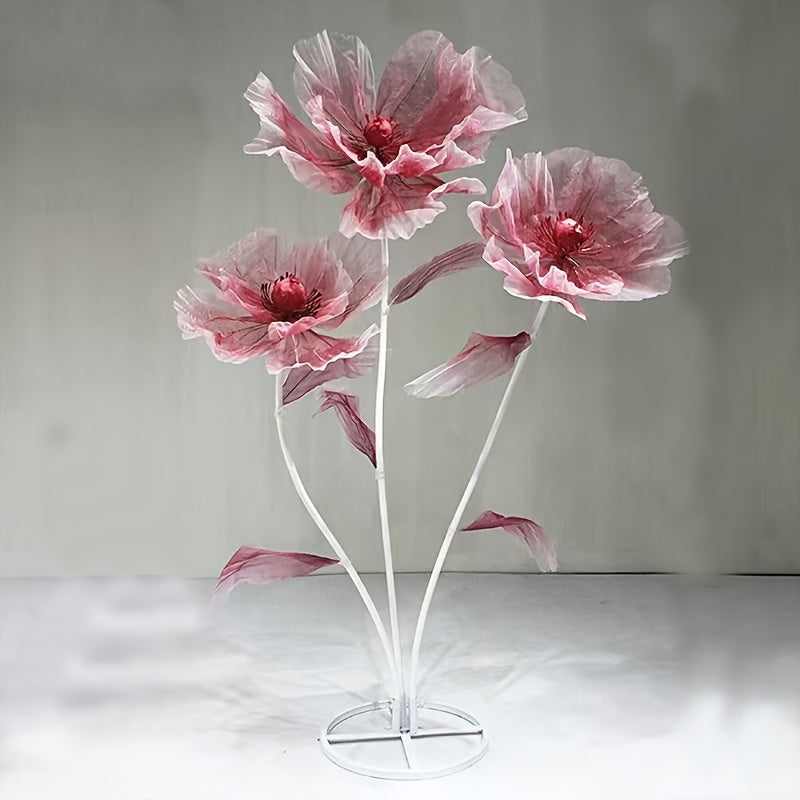 Artificial Silk Peony Flowers Giant Set of 3 Large Fake Flowers with Base & Branches for Wedding, Birthday Party, Home Decor & Window Display – 8 Colors