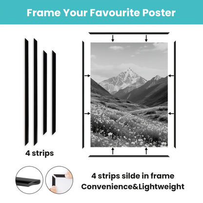 3 Pack 24x36 Black Poster Frame, Scratch-Proof Picture Frames 24 X 36 For Photo Gallery - Slide-In Strips, Horizontal Or Vertical Wall Mounting