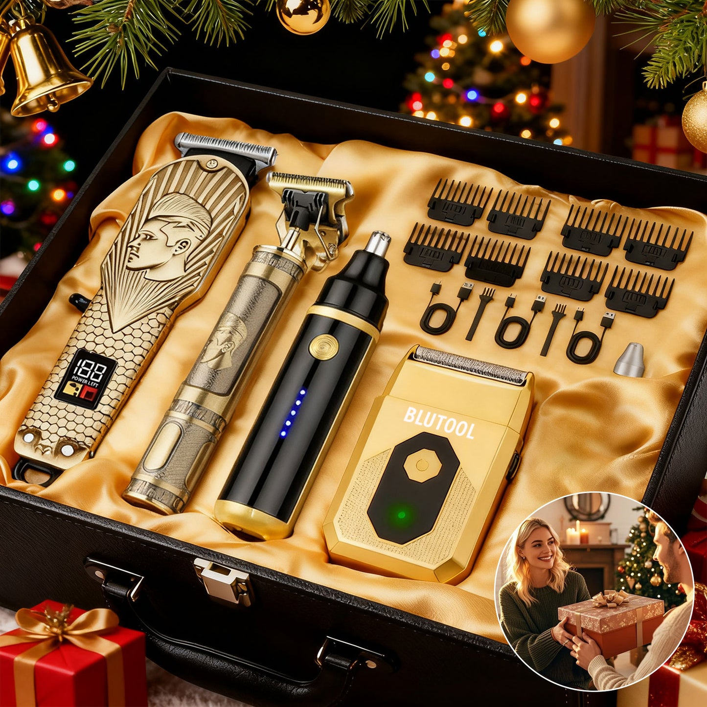 [USB Precision Trimmers] 2pcs/4pcs Men's Electric Hair Clipper & Nose Trimmer Shaver Set - Wireless USB Professional Clippers Suitable for Personal Use, Hairdressing, USB- Precision Trimmers Gift for Barber Tools
