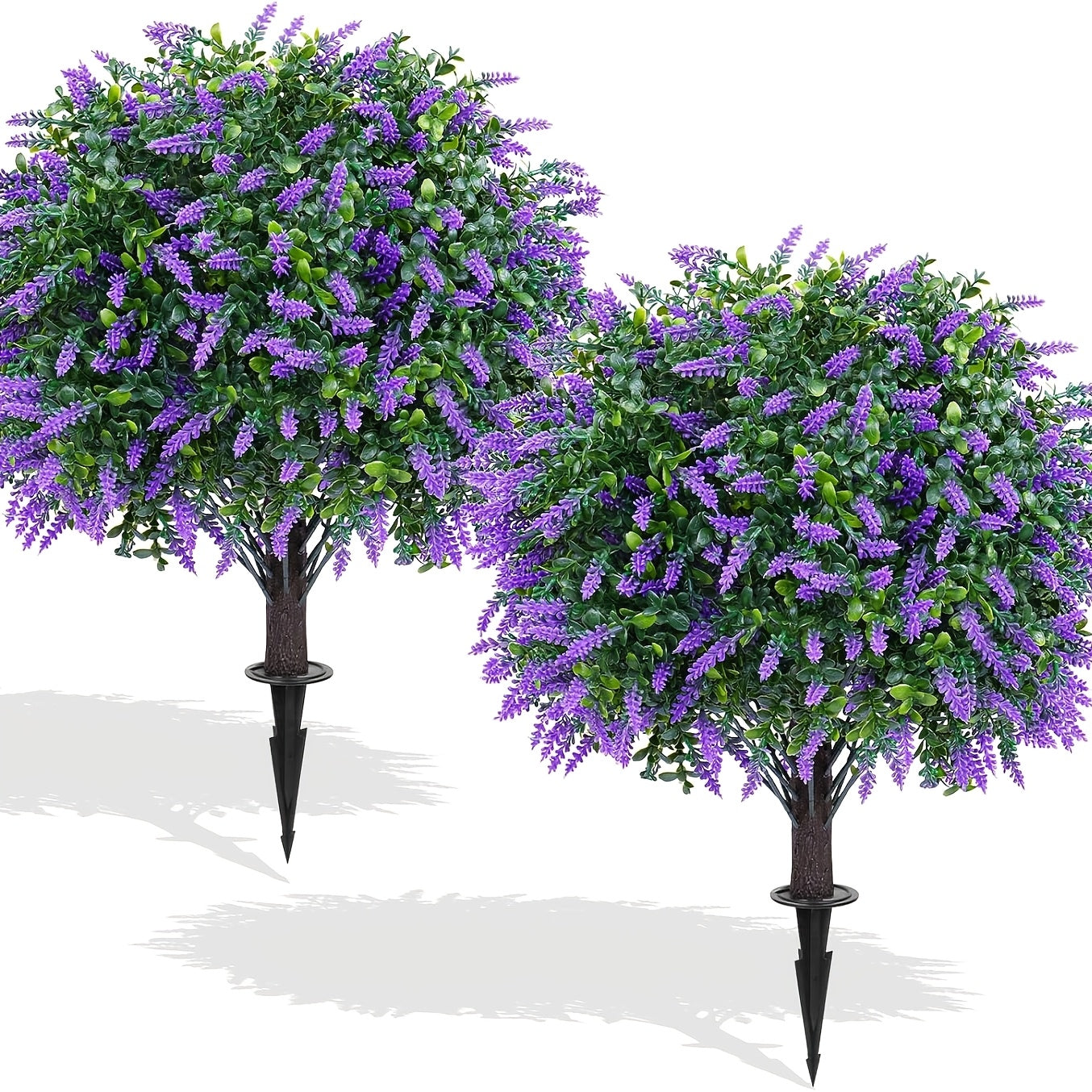 Artificial Topiary Ball Trees for Outdoor & Indoor Decor – UV Resistant Faux Lavender, Azalea & Pansy Shrubs with Ground Spike – Evergreen Fake Plants for Front Porch, Garden & Backyard (Single & 2 Pack)