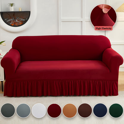 XM-Mirelitho 1pc Stretch Sofa Slipcover Lightweight Breathable Elastic Full Cover with Skirted Design Soft Cool Comfort Machine Washable Local Warehouse Fast Delivery