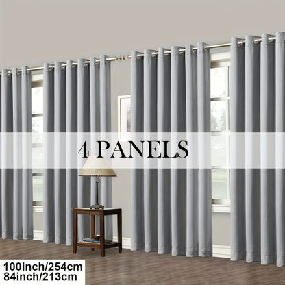 4 Panels Blackout Curtains Grommet Room Darkening Sun Blocked Curtains for Living Room, Bedroom, Set of 4 Panels