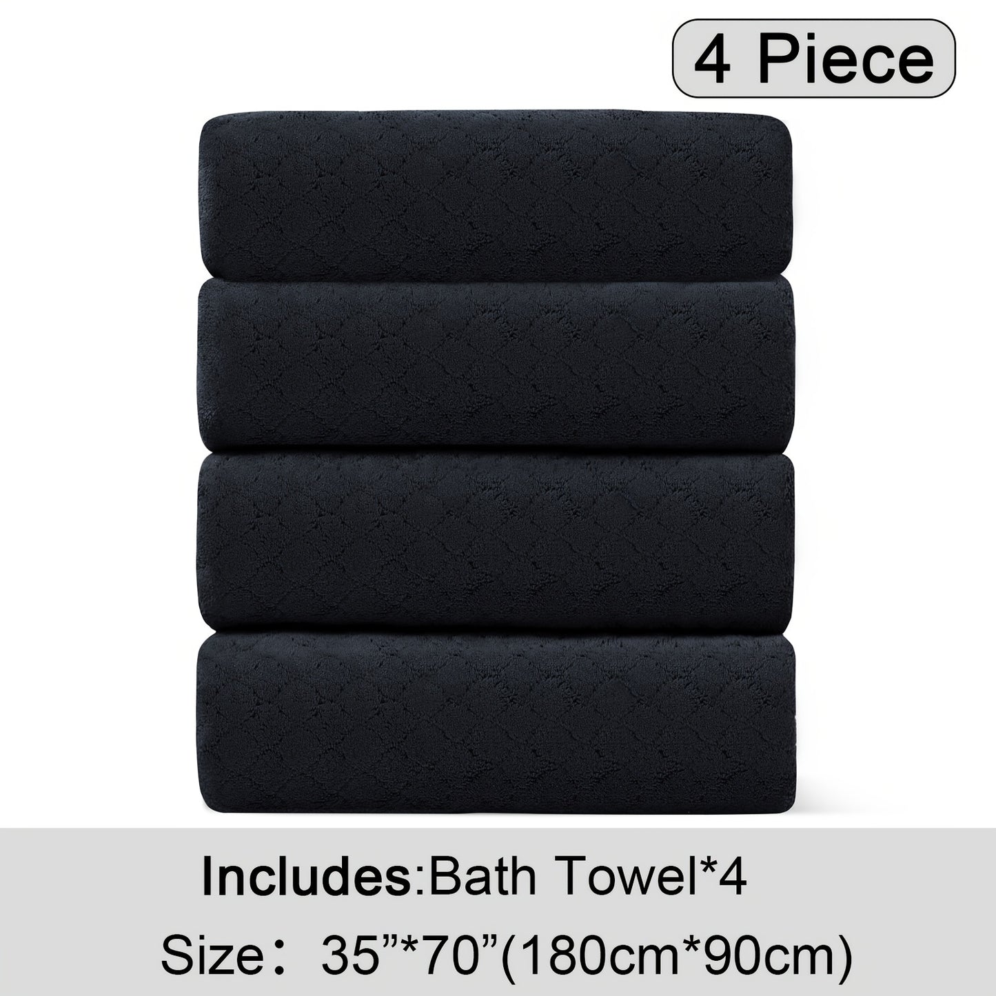 4pcs Oversized Bath Towel Set in Sleek Blue - Ultra Soft, Highly Absorbent, Quick-Dry Microfiber with Diamond Pattern - Includes 4 Bath Towels, and Matching Beach Chair Cover - Ideal for for Bathroom Hotels Gym, Valentine's Day Gift, Wash Cloths