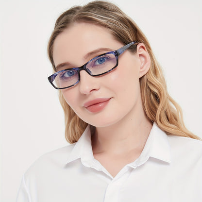 Reading Glasses 5 Pack for Women and Men Blue Light Blocking Readers Rectangular Spring Hinge Frame Anti Eyestrain Computer Reading Glasses Lightweight Fashionable Multi-Color Set Magnification 1.0 to 4.0