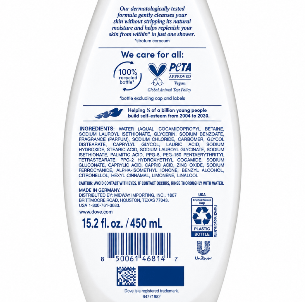 2 Pack Dove Body Wash Silky Velvet 450 ML 15.2 Fl oz