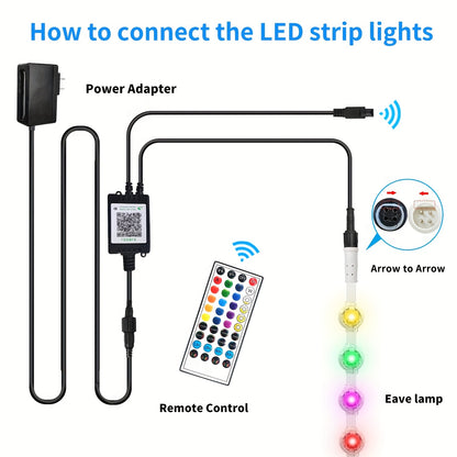 400ft Permanent Outdoor Light, RGB Eave Light, DIY Scene Mode IP67 Waterproof Outdoor Eave Lighting, Outdoor Decoration, Garden Decoration, Party Outdoor Light