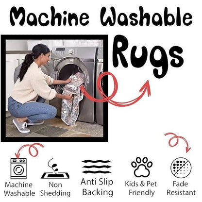 EGIDOO 120x180cm / 4x6ft Race Track, Hopscotch Game Rug Train Kids Carpet Washasble Carpet Colorful Classroom Playroom Carpets for Kitchen Home Office Dorm