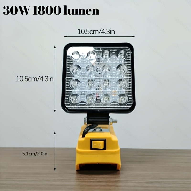 1 Cordless LED Work Light for Dewalt 20V Battery, 90W/30W 5400/1800LUMEN LED Floodlight, Battery-powered Light for Automotive Repair, Emergencies, and Construction Site Lighting, Battery Not Included